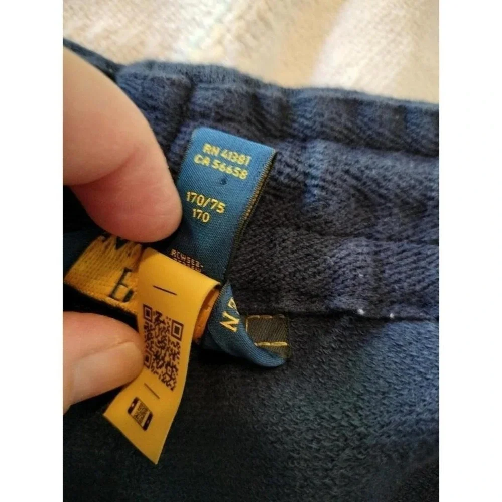Polo Ralph Lauren‎ Shorts Mens S/Youth XL Navy Blue Terry Fleece Spellout Logo